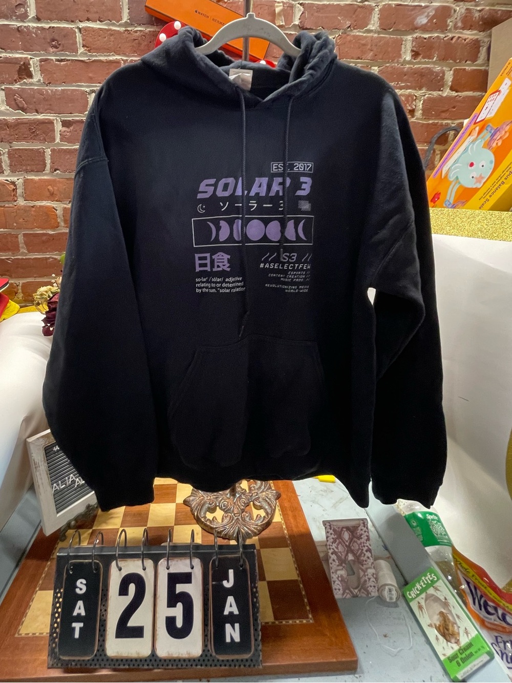 Solar3 Graphic Black Hoodie - Men